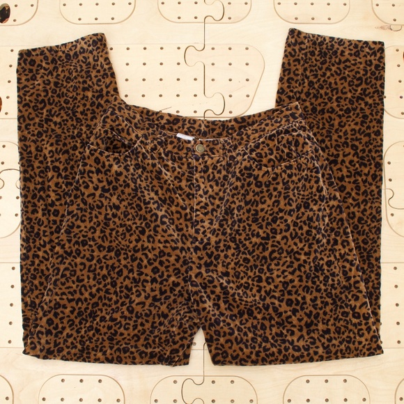 Vintage Jones New York 100% Cotton Cheetah Print Velvet Pants Size 10 - Picture 1 of 10
